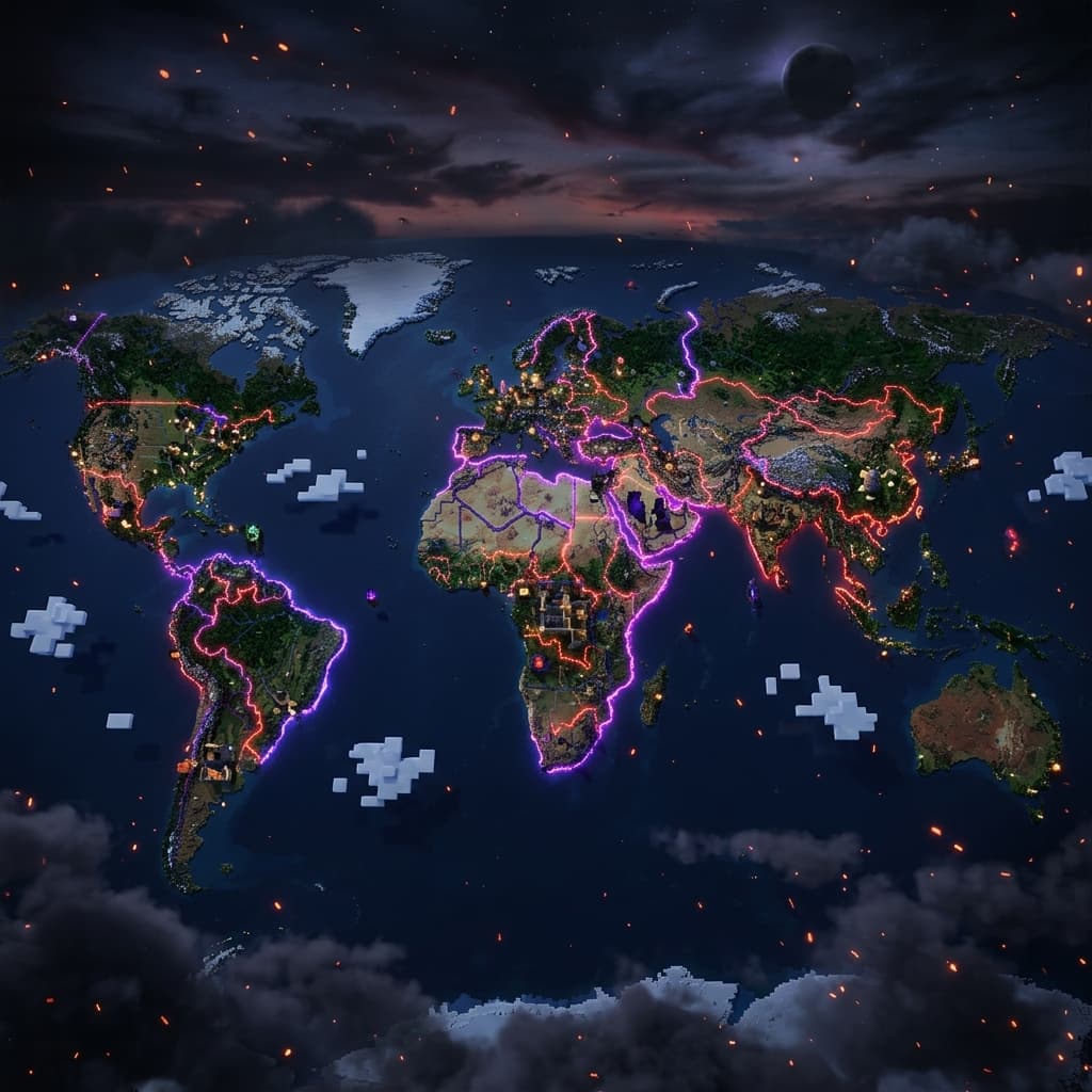 EarthSMP world map and landscape